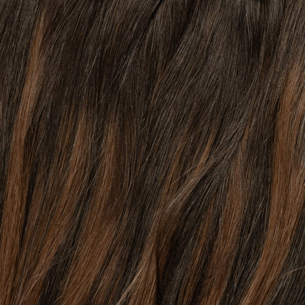 Invisible Clip In - Dark Chocolate Brown Balayage 1A+4